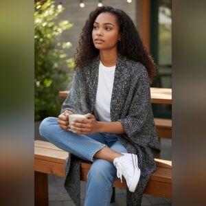 Babaton Javier Italian Mohair Wool Gray Open Front Sweater